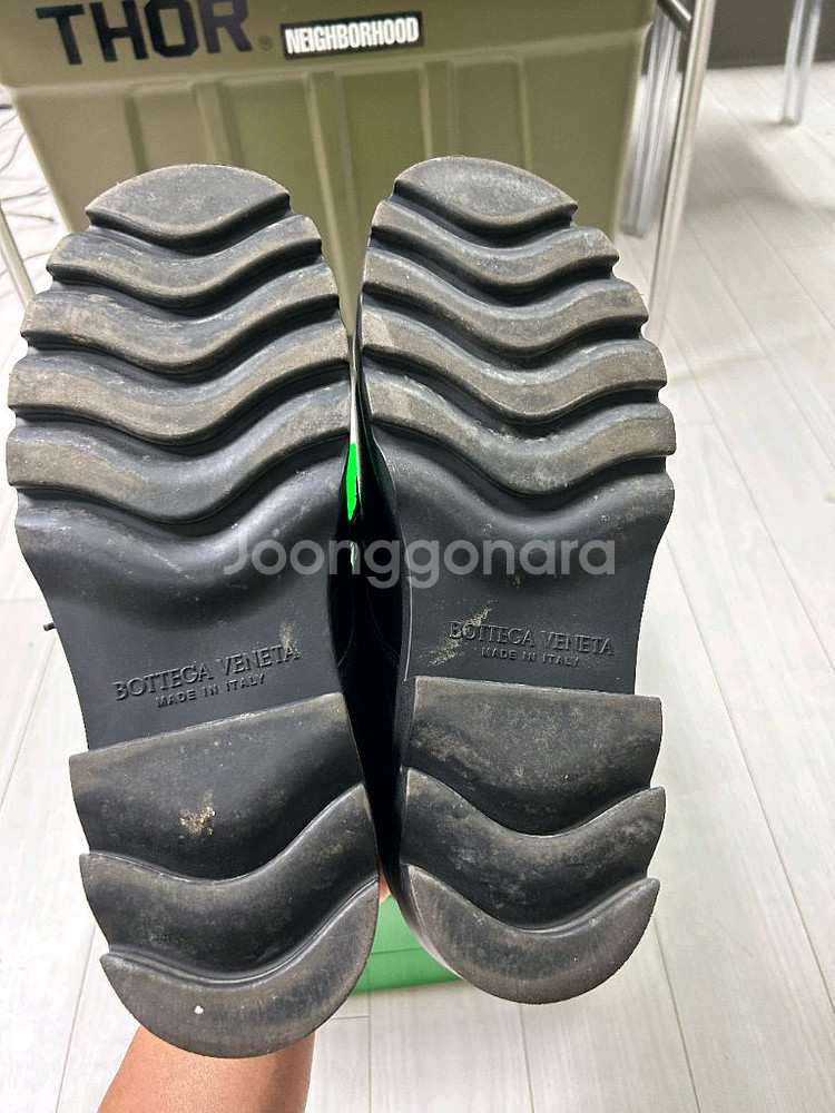 [42.5]보테가베네타 퀼팅 더비 블랙--4