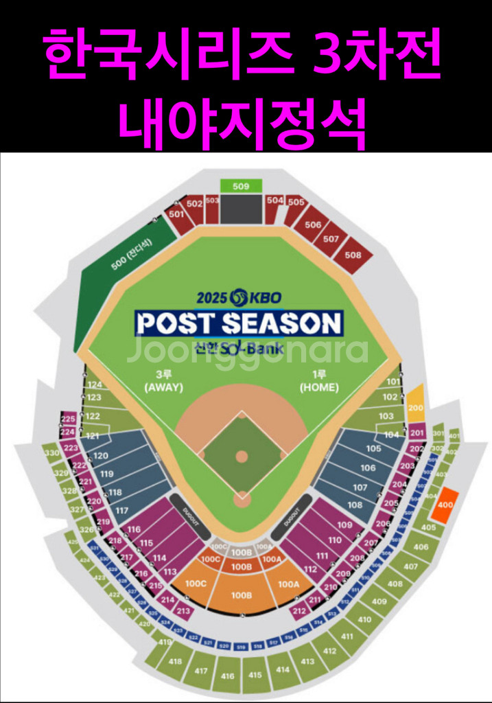 한국시리즈 3차전 LG 한화 내야지정석 2연석 4연석--0