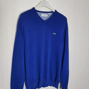 105_라코스테 V넥 니트 블루 코튼