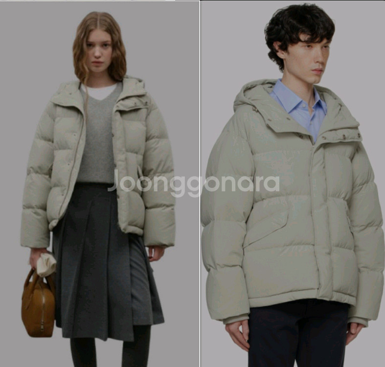 던스트 후디드 구스 다운 자켓, 베이지M, 던스트 패딩--0