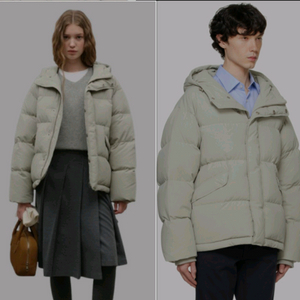 던스트 후디드 구스 다운 자켓, 베이지M, 던스트 패딩