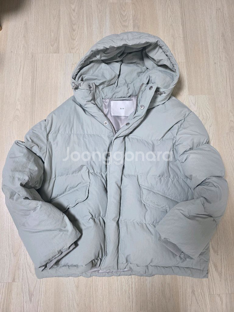 던스트 후디드 구스 다운 자켓, 베이지M, 던스트 패딩--1