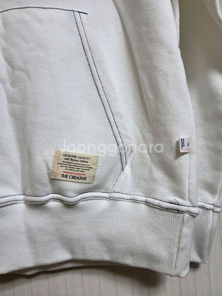 새상품 스티치 쭈리 후드티(화이트)--3