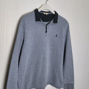 100_빈폴 하프집업 니트맨투맨 그레이 코튼 베이직