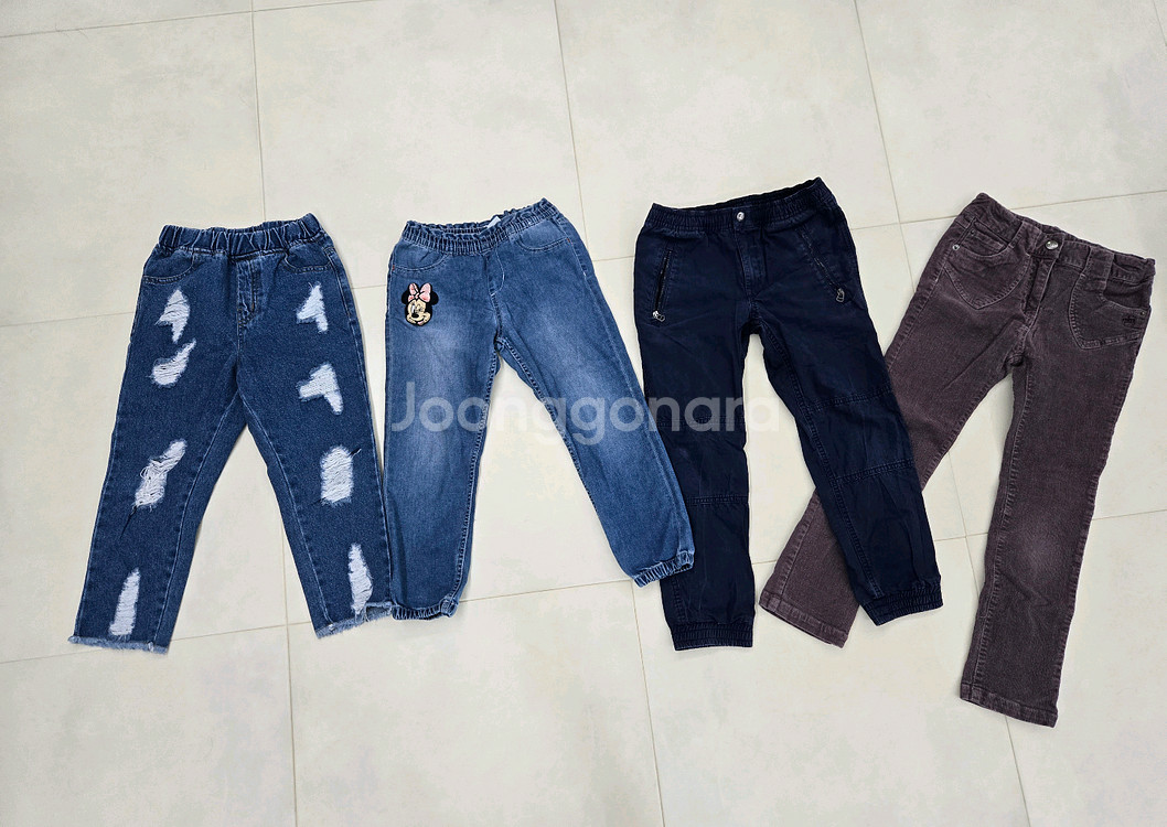 여아남아 120-130 바지 4개 일괄--0