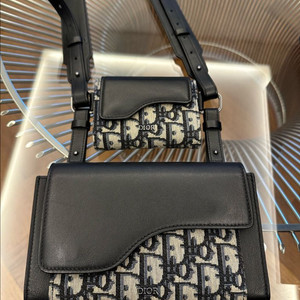 디올 엘리트 새들 오블리크 더블 월렛 크로스백