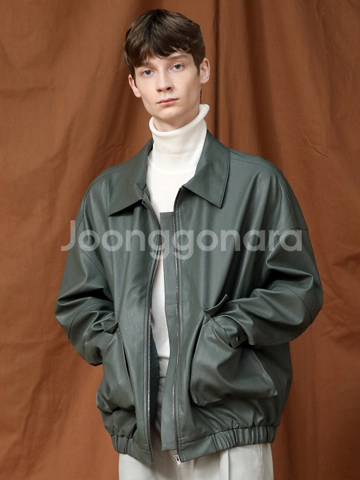 제너럴 아이디어 오버핏 가죽자켓 점퍼 남성M--7