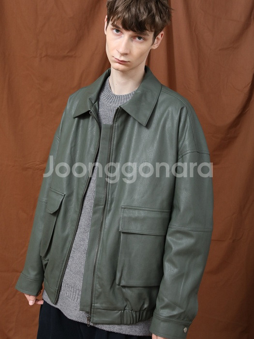 제너럴 아이디어 오버핏 가죽자켓 점퍼 남성M--8