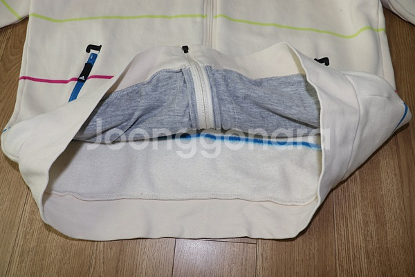 (105) 1330. 아디다스/아이보리블루 기모후드집업--5