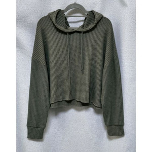 포에버21 니트 크롭 후드 스웨터
