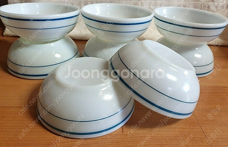 빈티지 파이렉스 블루밴드 국그릇개당값--0