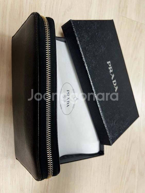 정품 프라다 사피아노 메탈 장지갑 블랙 풀박스--4