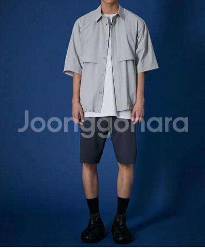 오버핏 반팔아우터 그레이--0