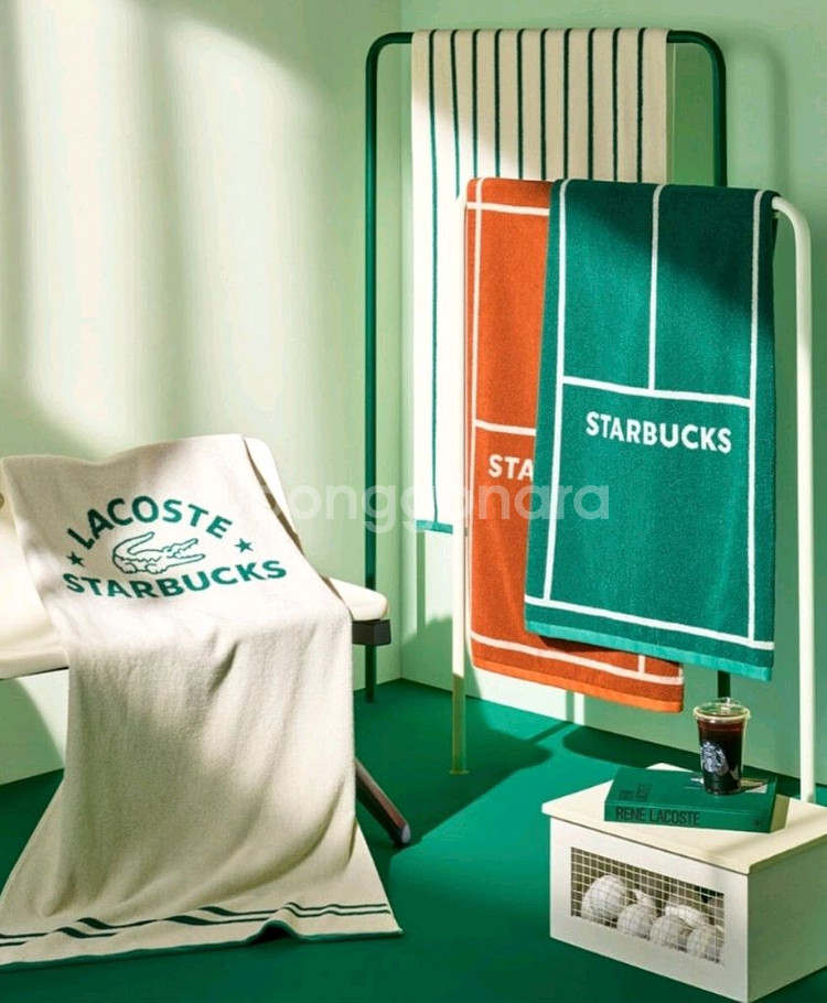 스타벅스 라코스테 테니스 트렌타올 프리퀀시 비치타월 미개봉--1