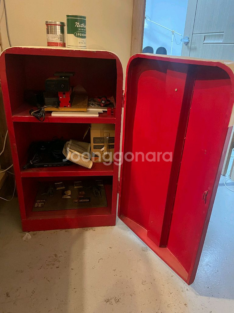 빈티지 코카콜라 냉장고 모양 철제 장식장--3