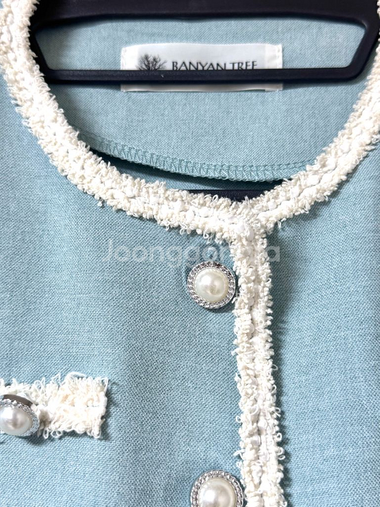 하늘색 반팔 크롭 트위드자켓--2