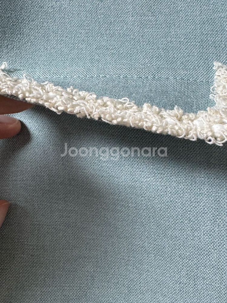 하늘색 반팔 크롭 트위드자켓--3