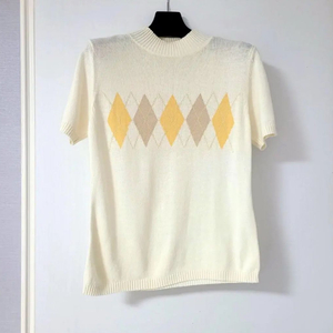 일본 수입의류 아가일 무늬 반목 니트