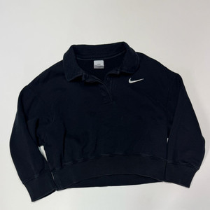 여성 나이키 22년도 피닉스 카라 크롭 맨투맨 블랙