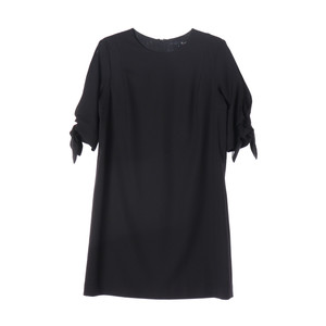 [S]지컷 블랙 리본 타이 슬리브 반팔 미니 원피스 드