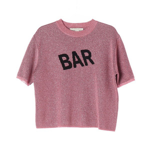 [M]마가린핑거스 핑크 메탈 펄 반팔 니트 티셔츠