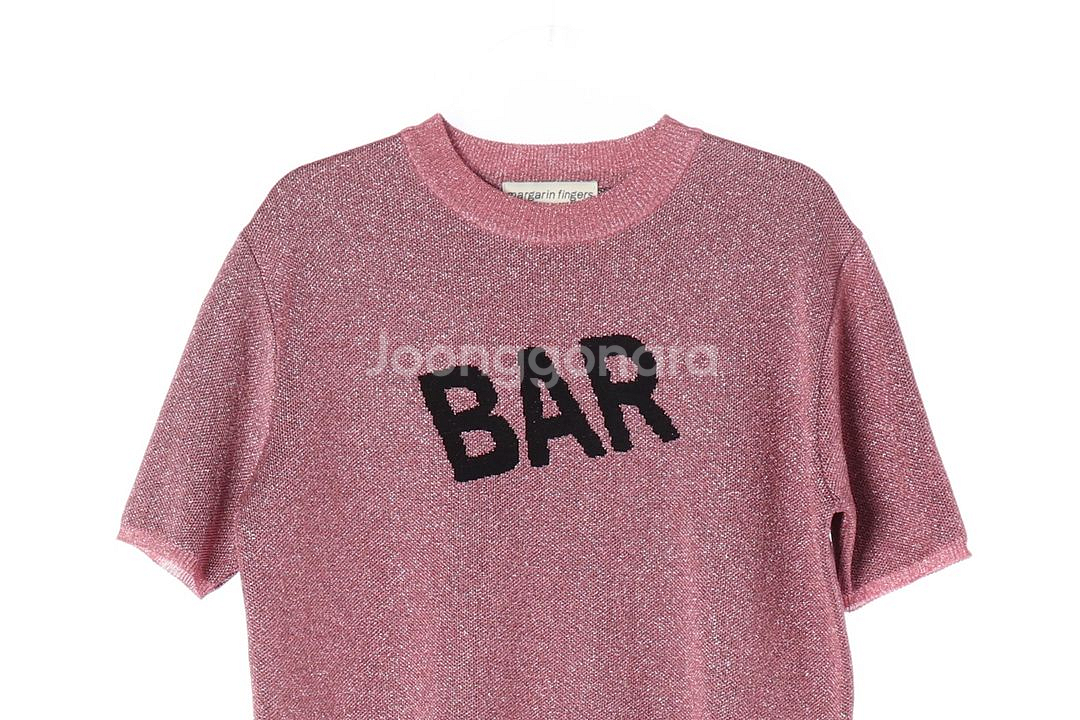 [M]마가린핑거스 핑크 메탈 펄 반팔 니트 티셔츠--1