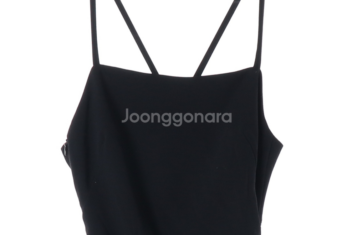 [S]자라 블랙 셔링 주름 뷔스티에 나시 롱 원피스 슬--2