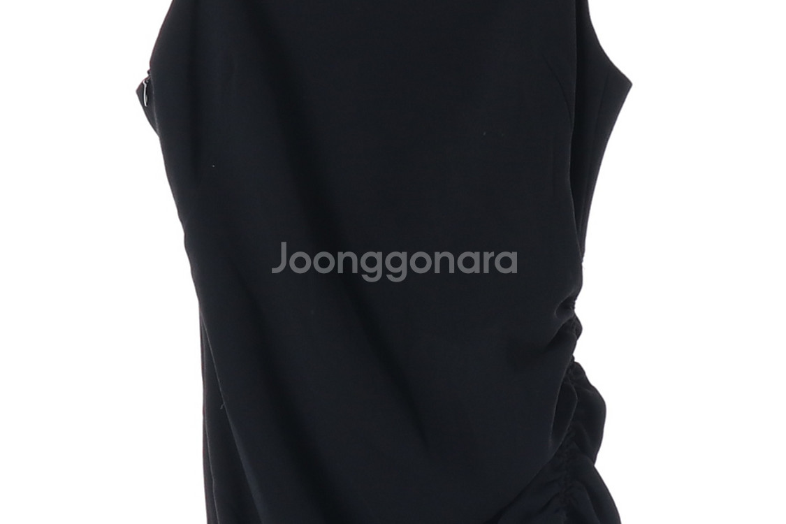 [S]자라 블랙 셔링 주름 뷔스티에 나시 롱 원피스 슬--3