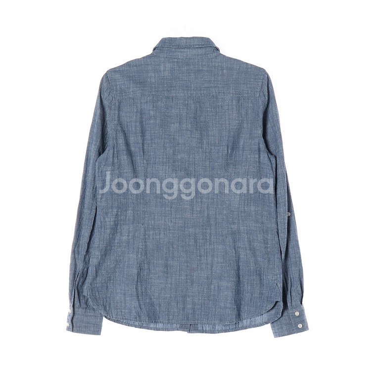 [M]타미힐피거 블루 롤업 소매 긴팔 코튼 셔츠--3