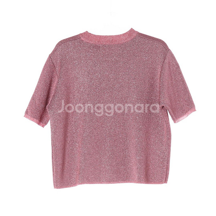 [M]마가린핑거스 핑크 메탈 펄 반팔 니트 티셔츠--3