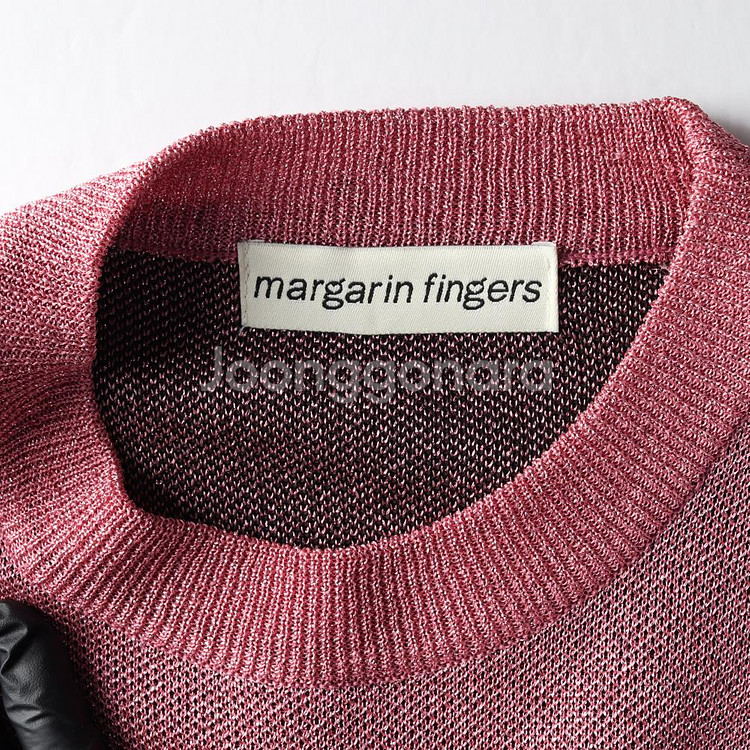 [M]마가린핑거스 핑크 메탈 펄 반팔 니트 티셔츠--4