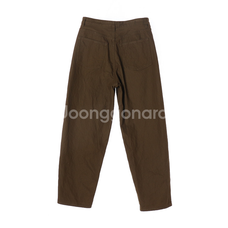 [S]코스 카키브라운 와이드 벌룬 맘핏 데님 치노팬츠--4