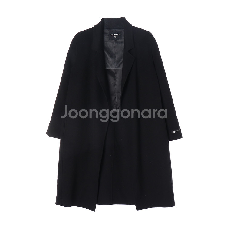 [S]에고이스트 울캐미시어82% 블랙 핸드메이드 코트--0