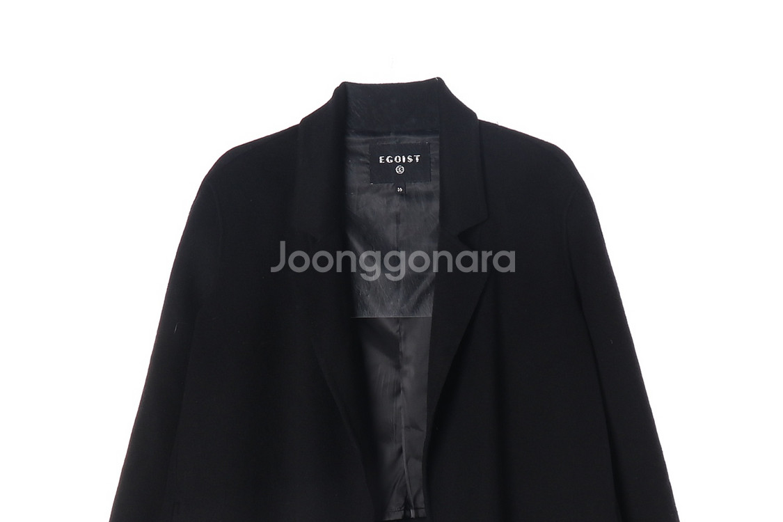 [S]에고이스트 울캐미시어82% 블랙 핸드메이드 코트--1