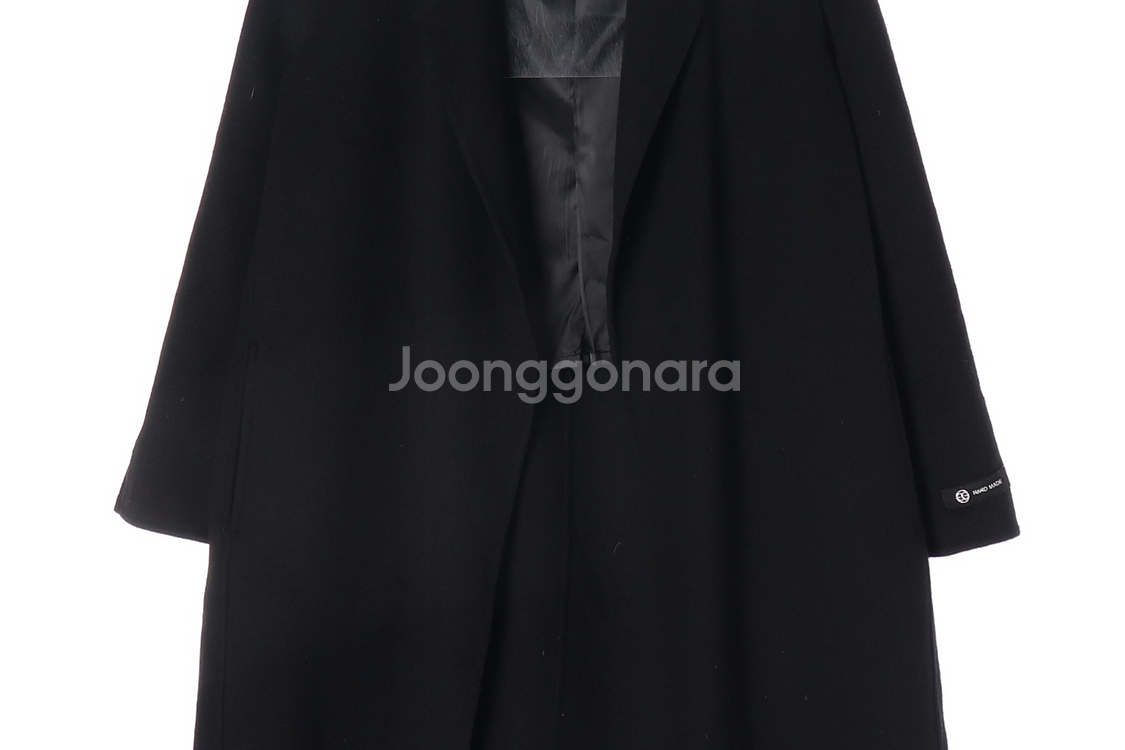 [S]에고이스트 울캐미시어82% 블랙 핸드메이드 코트--2