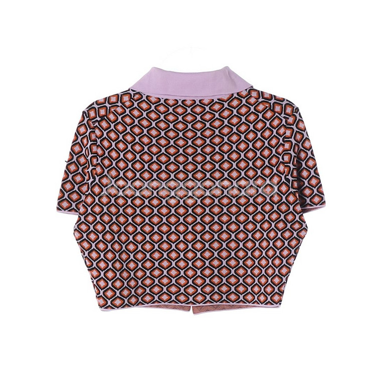 [S]자라 라벤더 패턴 크롭 반팔 카라 가디건--3