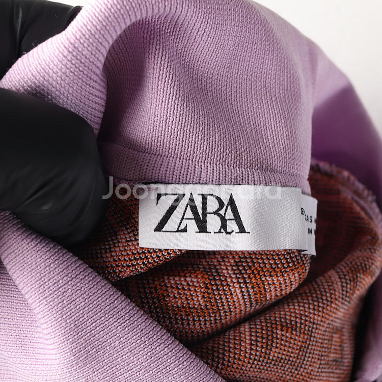 [S]자라 라벤더 패턴 크롭 반팔 카라 가디건--4