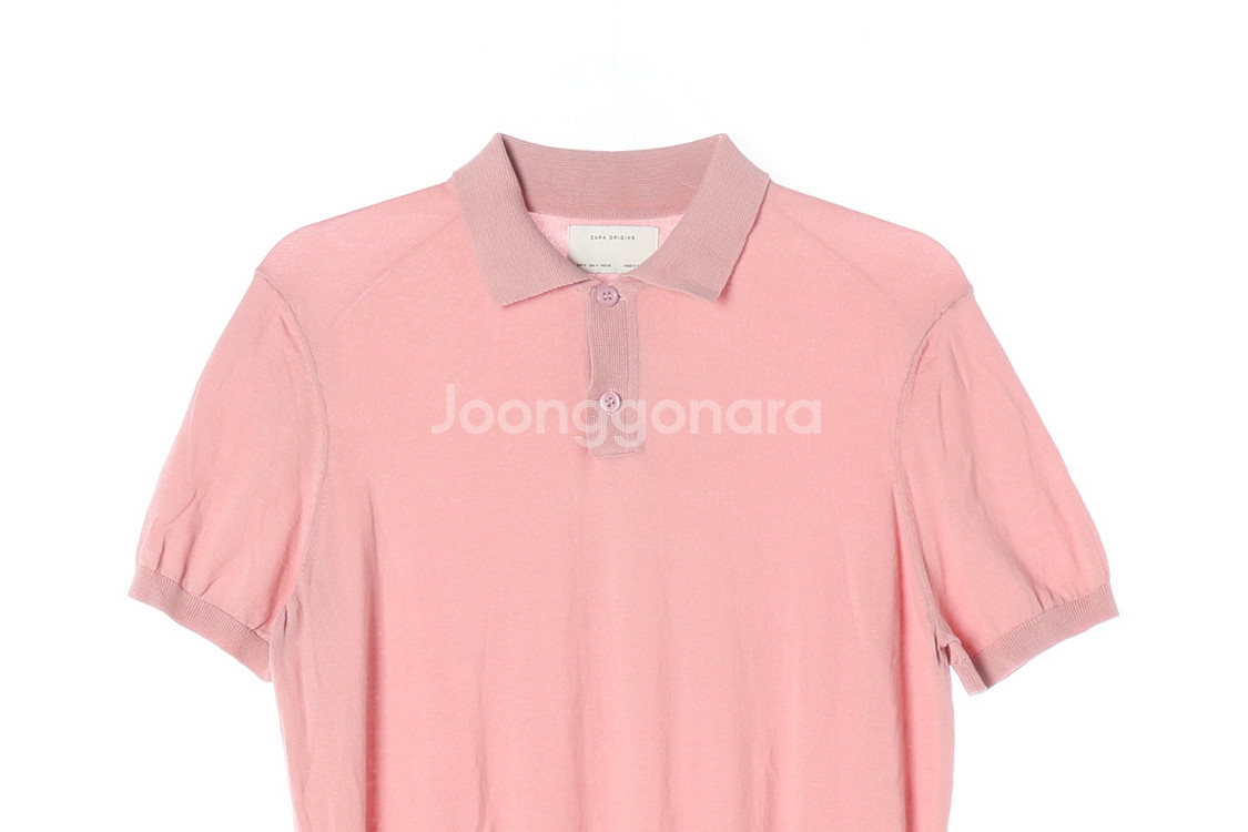 [M]자라 연핑크 반팔 카라 니트 PK 카라티 폴로 티--1