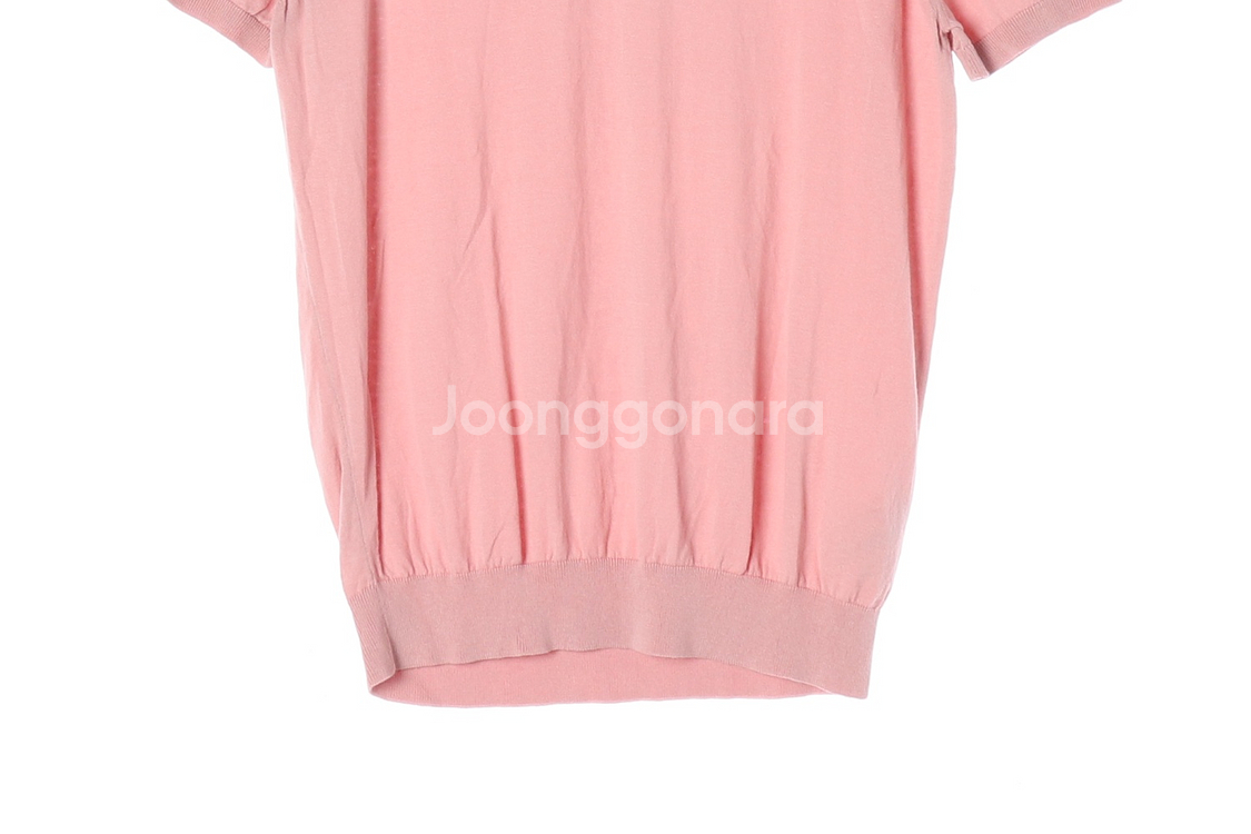 [M]자라 연핑크 반팔 카라 니트 PK 카라티 폴로 티--2