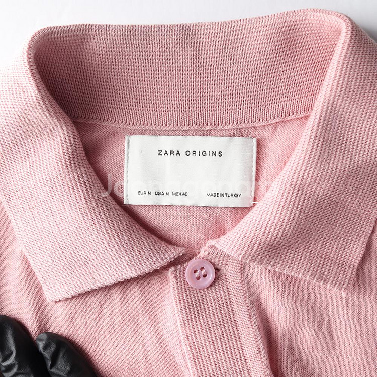 [M]자라 연핑크 반팔 카라 니트 PK 카라티 폴로 티--4