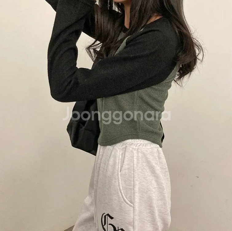 디레터링 골지 배색 나그랑 언발 티셔츠--4