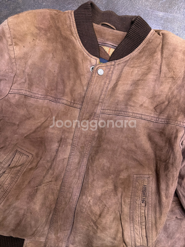 런던포그 산양가죽 스웨이드 레더자켓 블루종 M--3