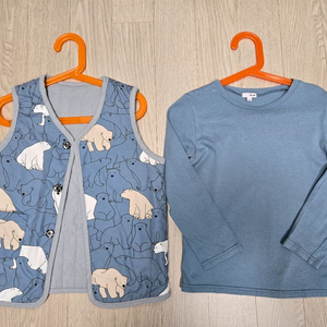 자주120 티셔츠.오즈키즈120 누빔 조끼