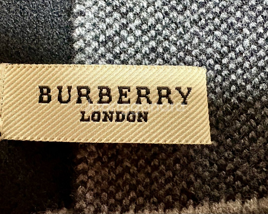 버버리 TB 로고 그레이 캐시미어 실크 머플러 목도리--3