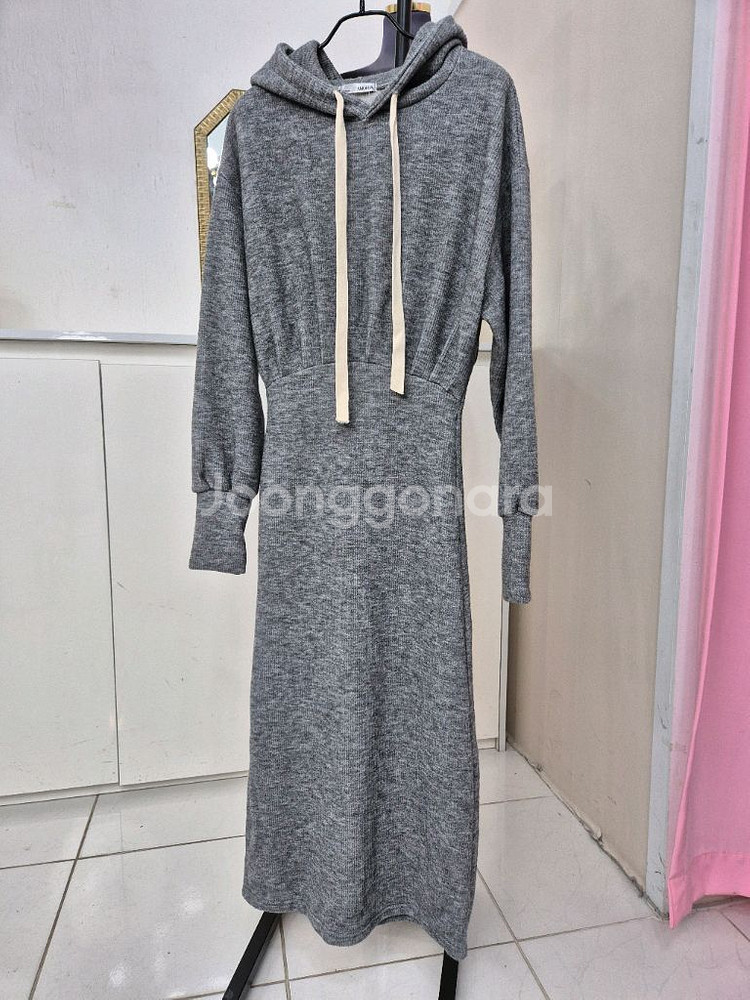 캐주얼 회색 후드 니트 원피스 프리사이즈ㅡ무배--8