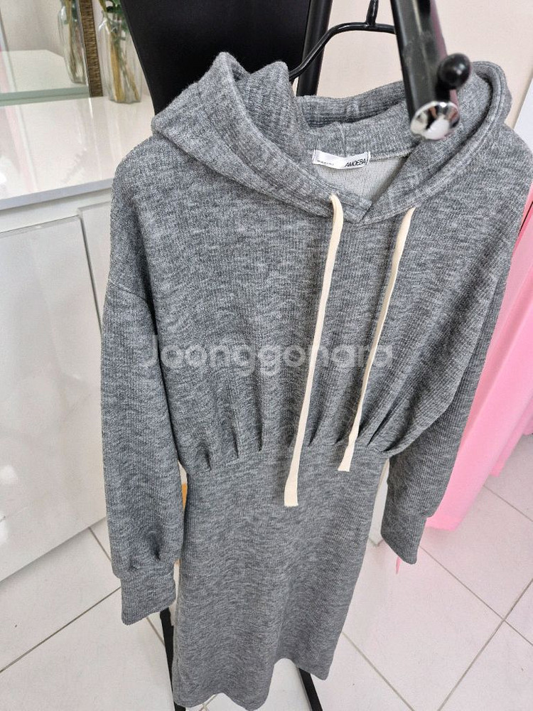 캐주얼 회색 후드 니트 원피스 프리사이즈ㅡ무배--9