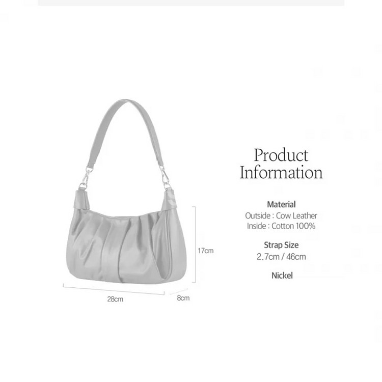 천연소가죽 바게트백 숄더백 블랙--1