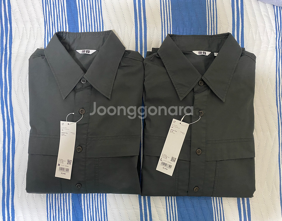 [M,L]새제품 25FW 유니클로 유틸리티셔츠 그레이--3