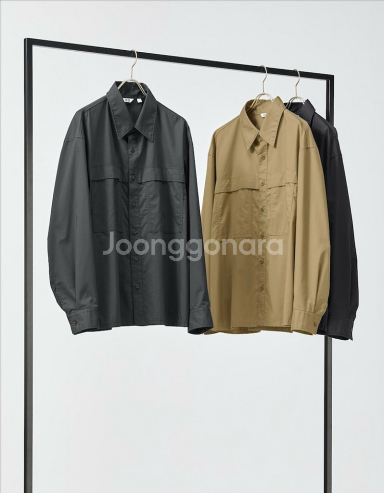 [M,L]새제품 25FW 유니클로 유틸리티셔츠 그레이--2