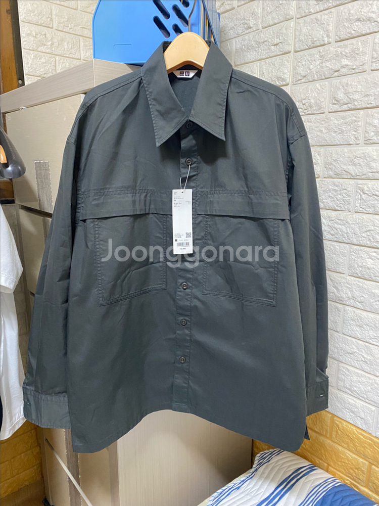 [M,L]새제품 25FW 유니클로 유틸리티셔츠 그레이--4